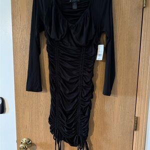 Fashion to Figure Black Ruched Long Sleeve Dress